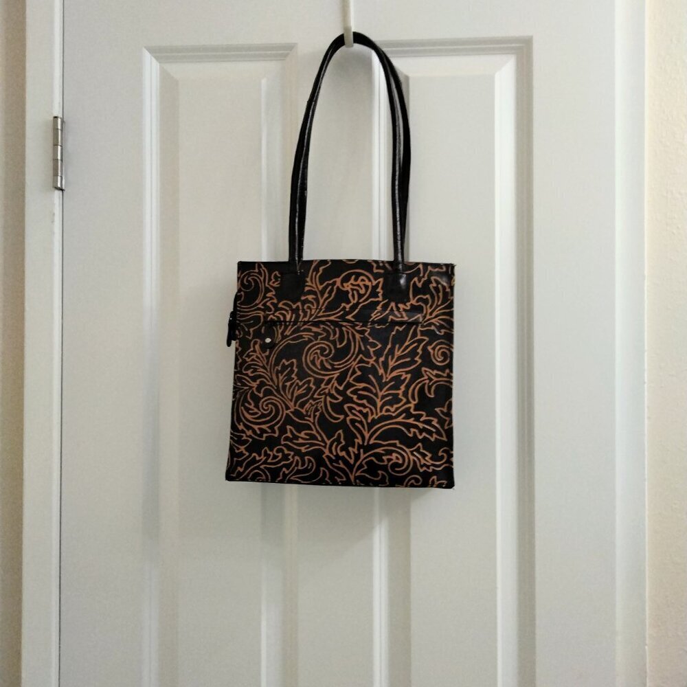 Made in India Black & Tan Leather Shoulder / Tote Bag - Picture 12 of 14